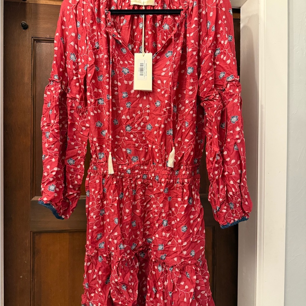 Natalie Martin Crimson Floral Long Sleeve Dress